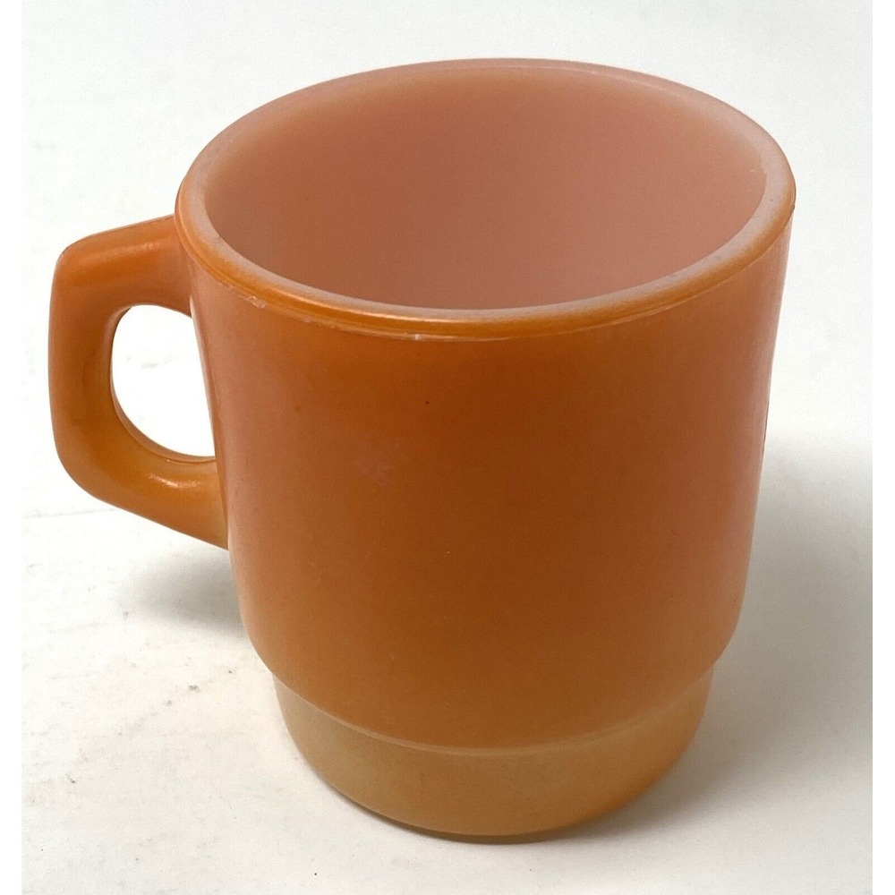Fire King Anchor Hocking Orange Milk Glass D Handle Mug Vintage Stacking